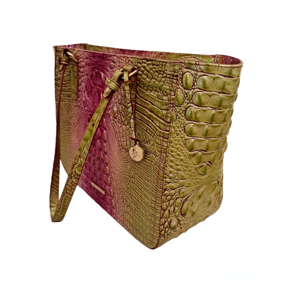 Brahmin Ashlee Limeade Ombre Melbourne Genuine Leather Tote Bag - Picture 3 of 10